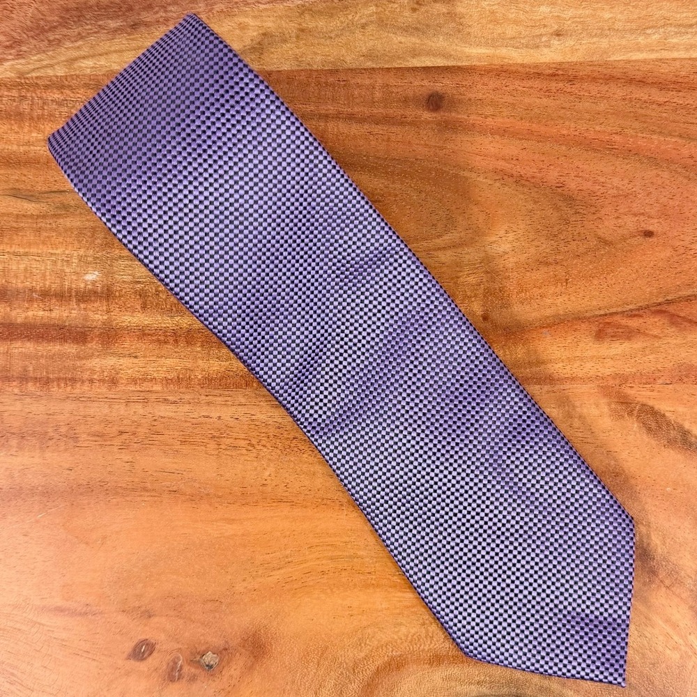 Pierre‎ Cardin Slim Purple Micro Check Pattern Men's Necktie 100% Polyester